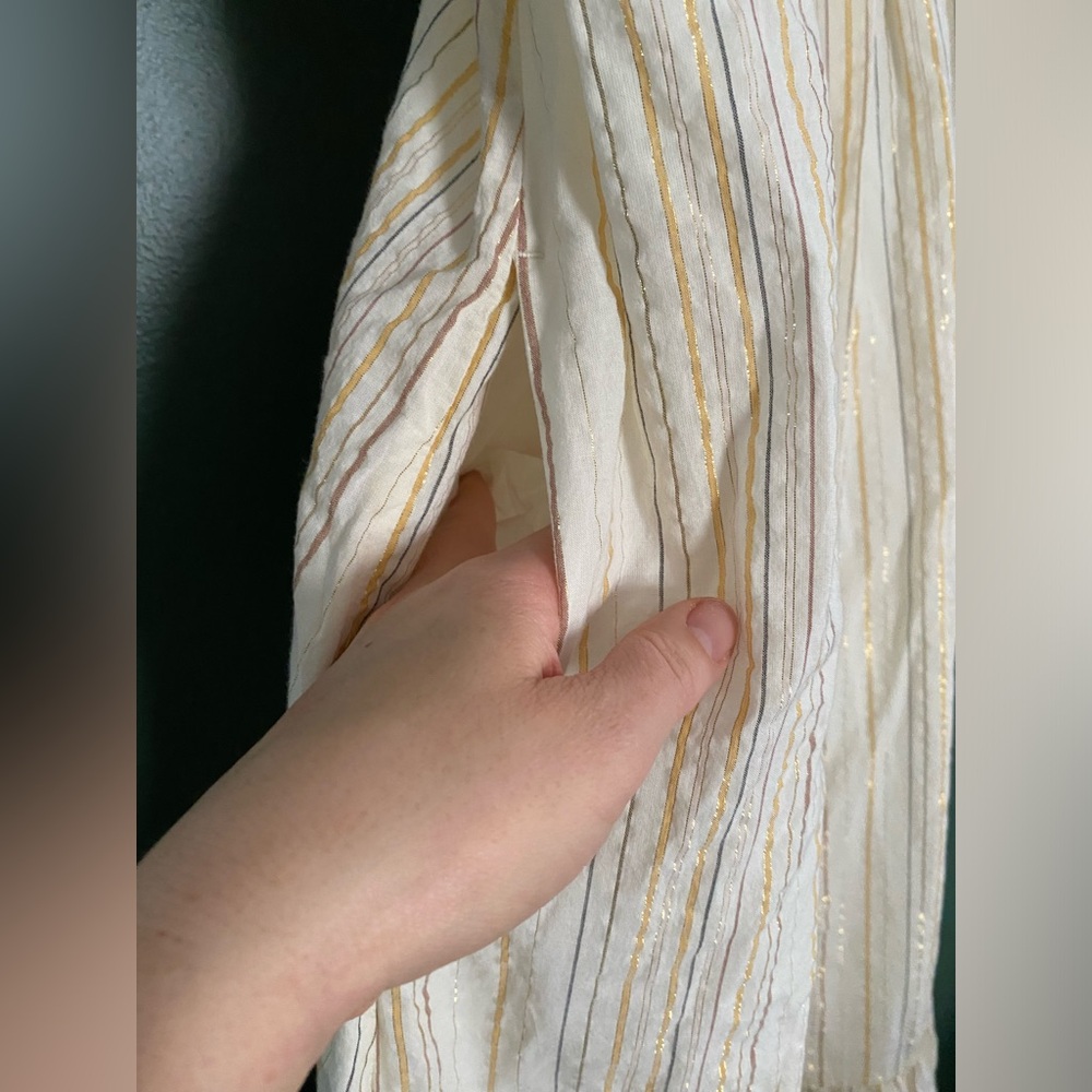GAP- Match Baby dress sleeveless tiered metallic stripe cotton blend midi dress - Picture 8 of 16